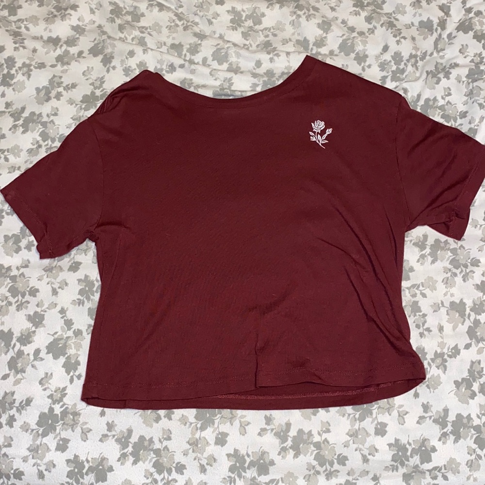 GARAGE red crop top with embroidered rose